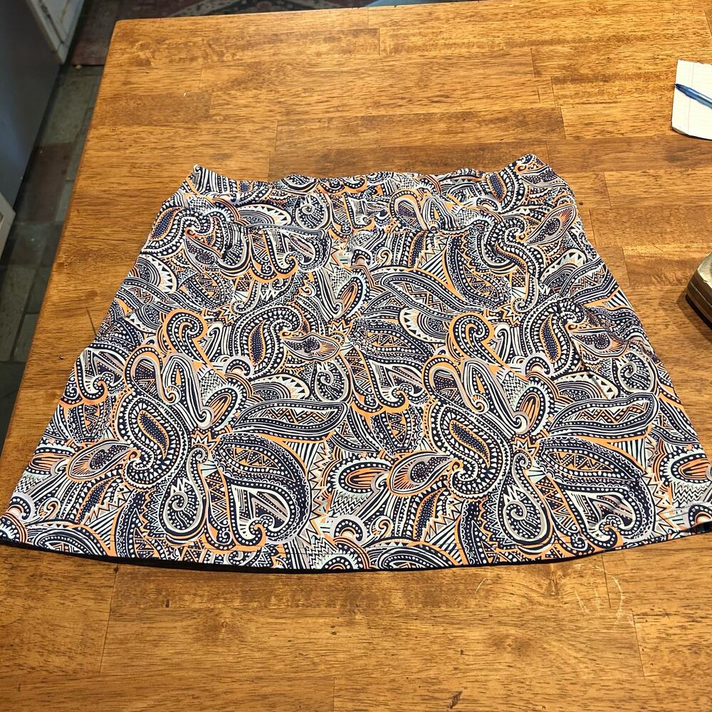 Title Nine Paisley Mini Skirt in Navy, White & Tan